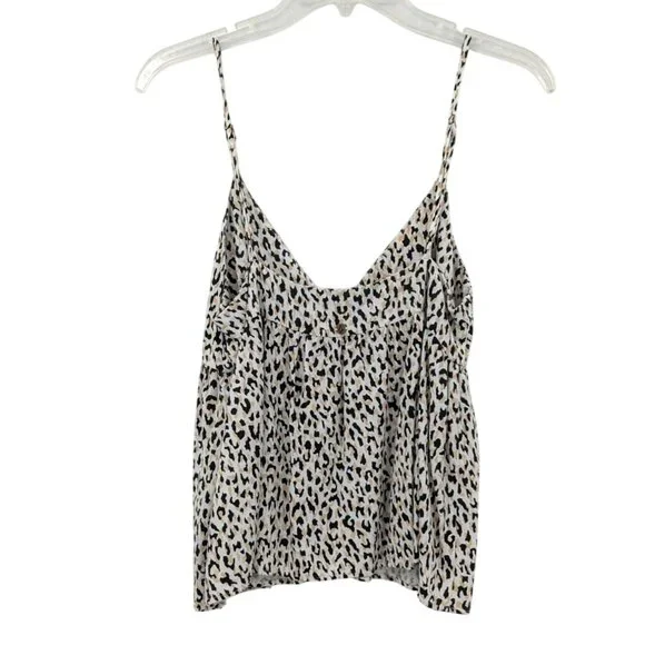 Volcom Leopard Print Babydoll Cami Top Women Size XS Coastal Y2K Boho Festival - Picture 2 of 8